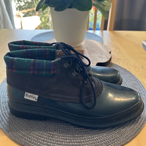 Baffin Rain Ankle Boots with Suede and Flannel Accents - Picture 1 of 5